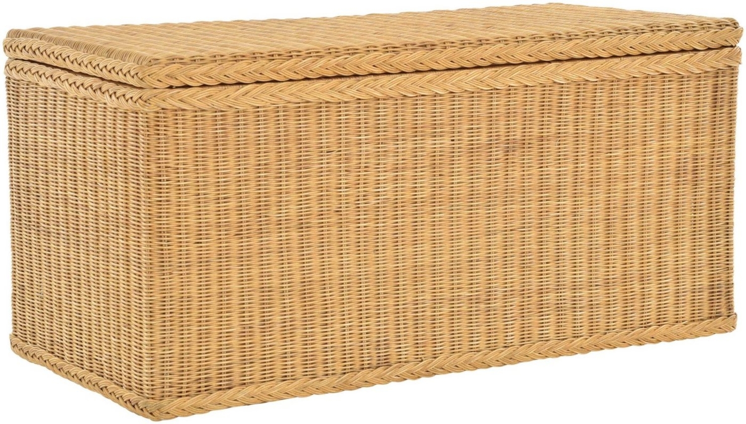 Krines Home Truhe Große Rattantruhe MAX Wäschetruhe mit Deckel Natur Rattan Truhe, Aufbewahrung XXL 115x55x55cm Bild 1