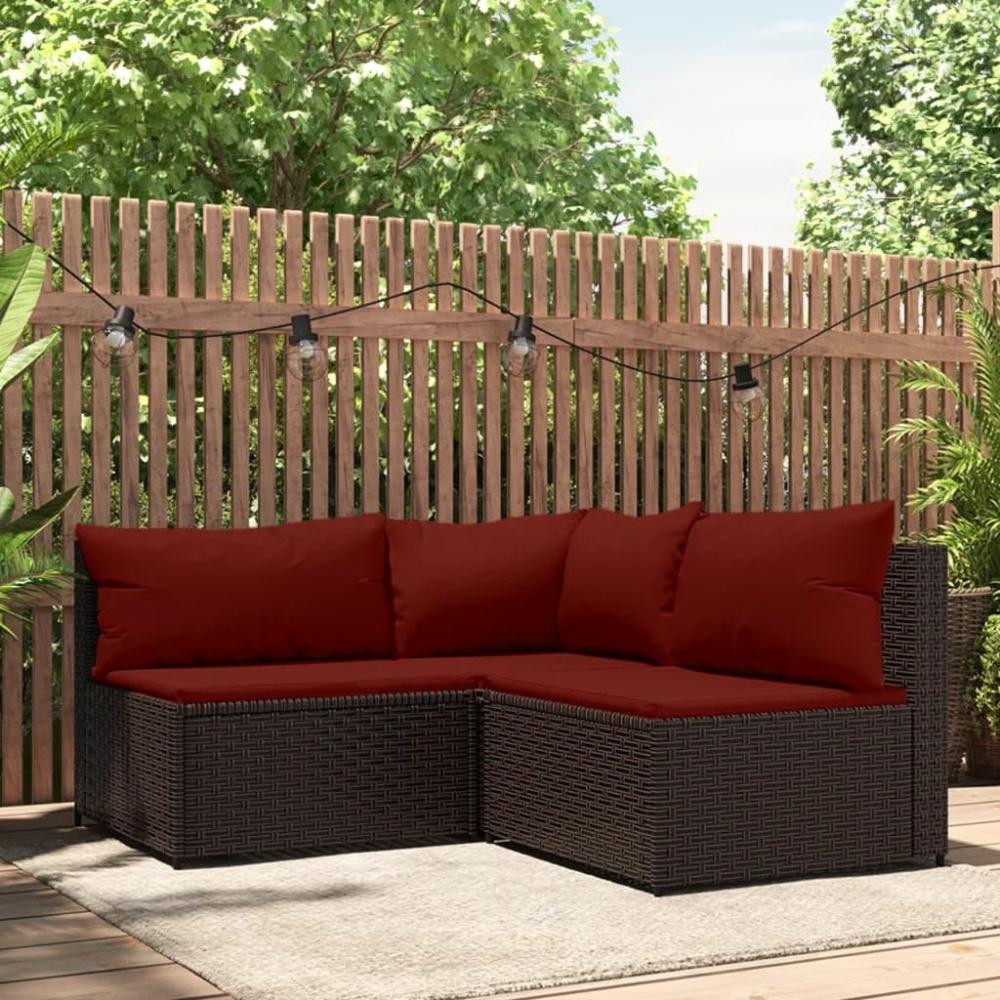 vidaXL 3-tlg. Garten-Lounge-Set mit Kissen Braun Poly Rattan 319812 Bild 1