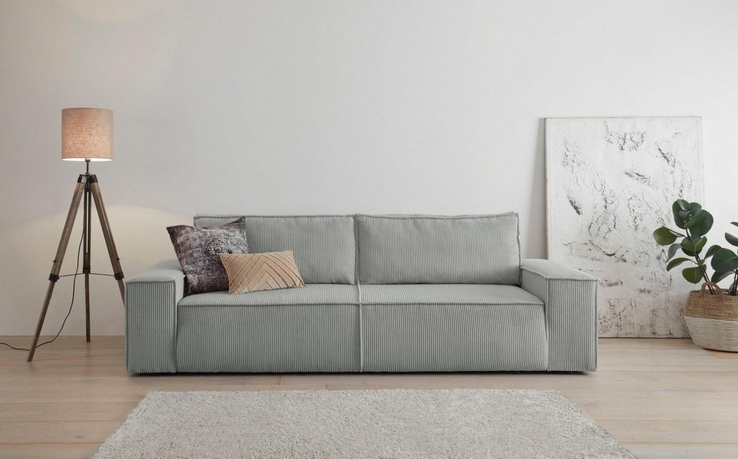 Home affaire 3-Sitzer SHERWOOD Schlafsofa (257cm) Cord, Samtvelours, Vintage-Lederoptik, Schlaffunktion mit Bettkasten (ca. 136/200cm) Bild 1