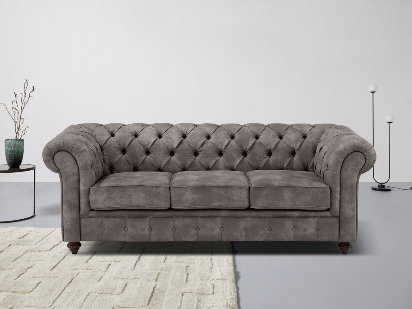 Home affaire Chesterfield-Sofa Chesterfield 3-Sitzer B/T/H: 198/89/74 cm, mit hochwertiger Knopfheftung, auch in Leder Bild 1