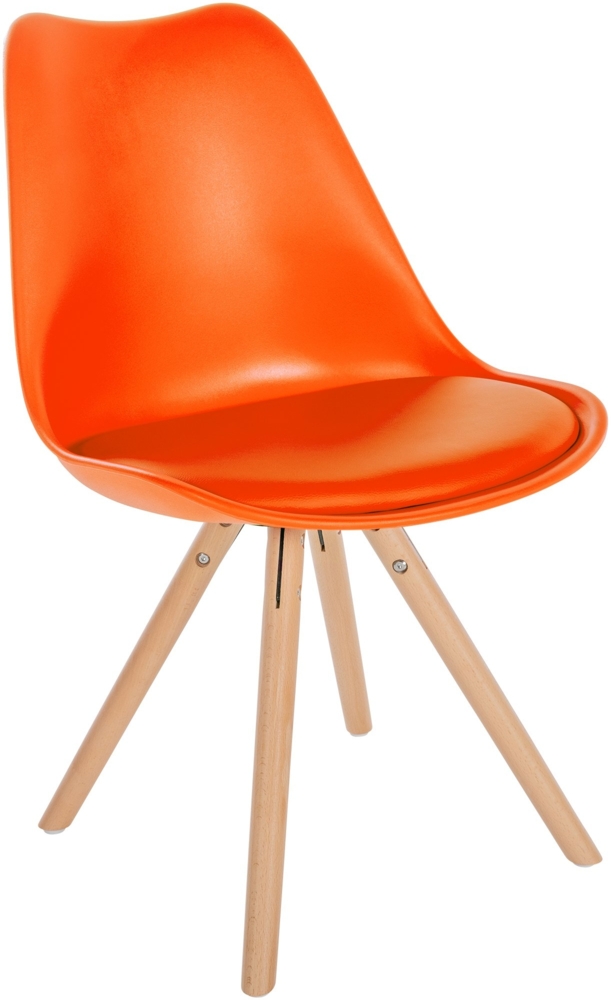 CLP Besucherstuhl Esszimmerstuhl Sofia aus Kunststoff und hochwertiger Polsterung,orange natura (rund) Bild 1