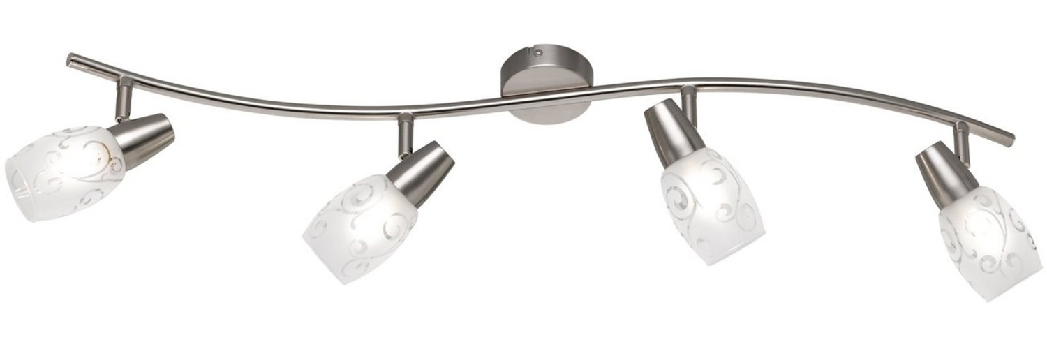 LED Deckenstrahler 4-flammig dimmbar, Silber mit Dekorglas, Breite 79cm Bild 1