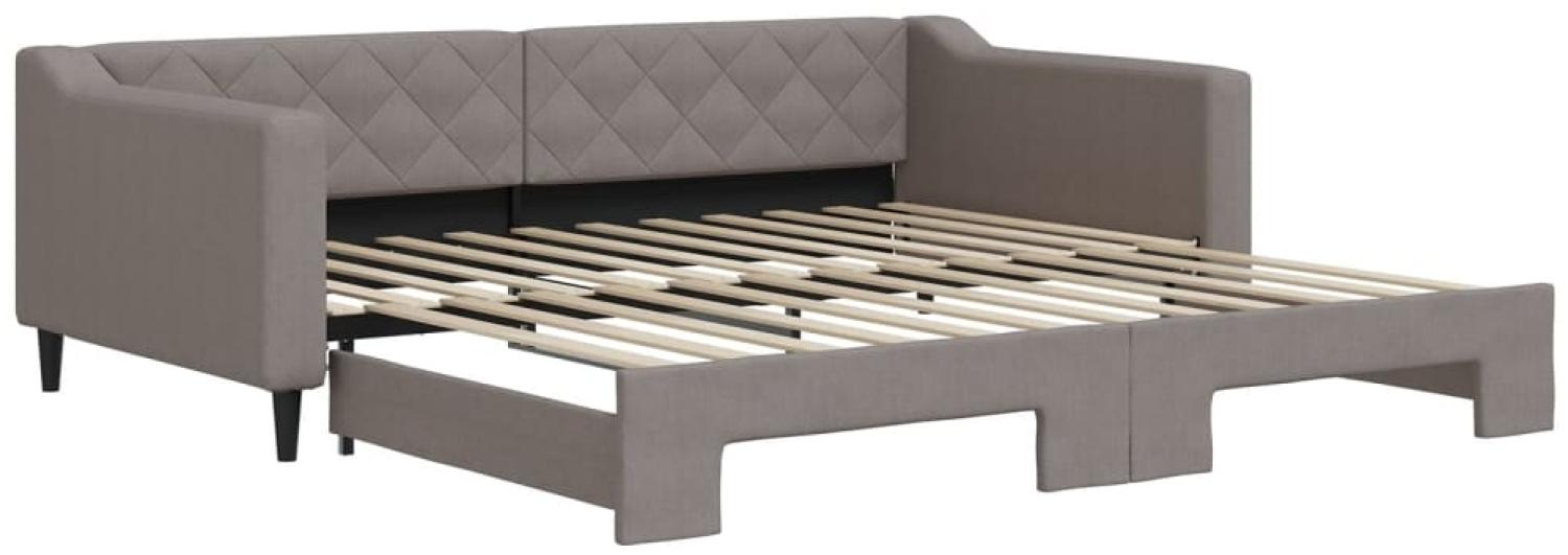 vidaXL Tagesbett Ausziehbar Taupe 100x200 cm Stoff 3197434 Bild 1