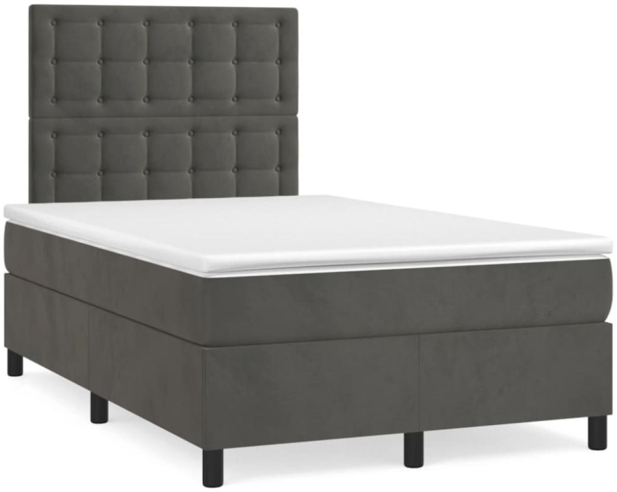 vidaXL Boxspringbett mit Matratze & LED Dunkelgrau 120x190 cm Samt 3270336 Bild 1