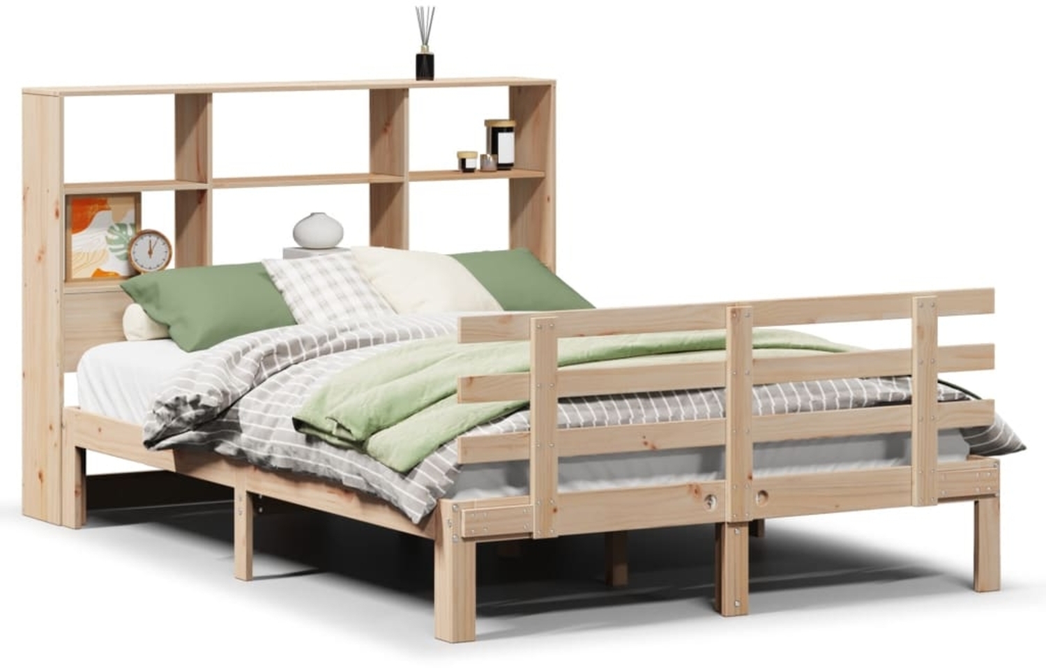 vidaXL Massivholzbett mit Regal ohne Matratze 150x200 cm Kiefer 3322759 Bild 1