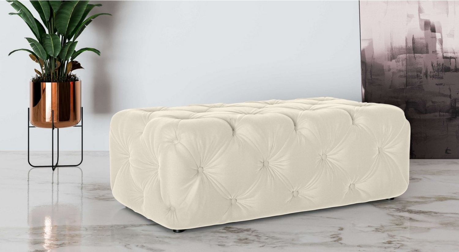 Places of Style Polsterhocker FOLLINA, Polsterhocker mit klassischer Chesterfield-Knopfheftung Bild 1