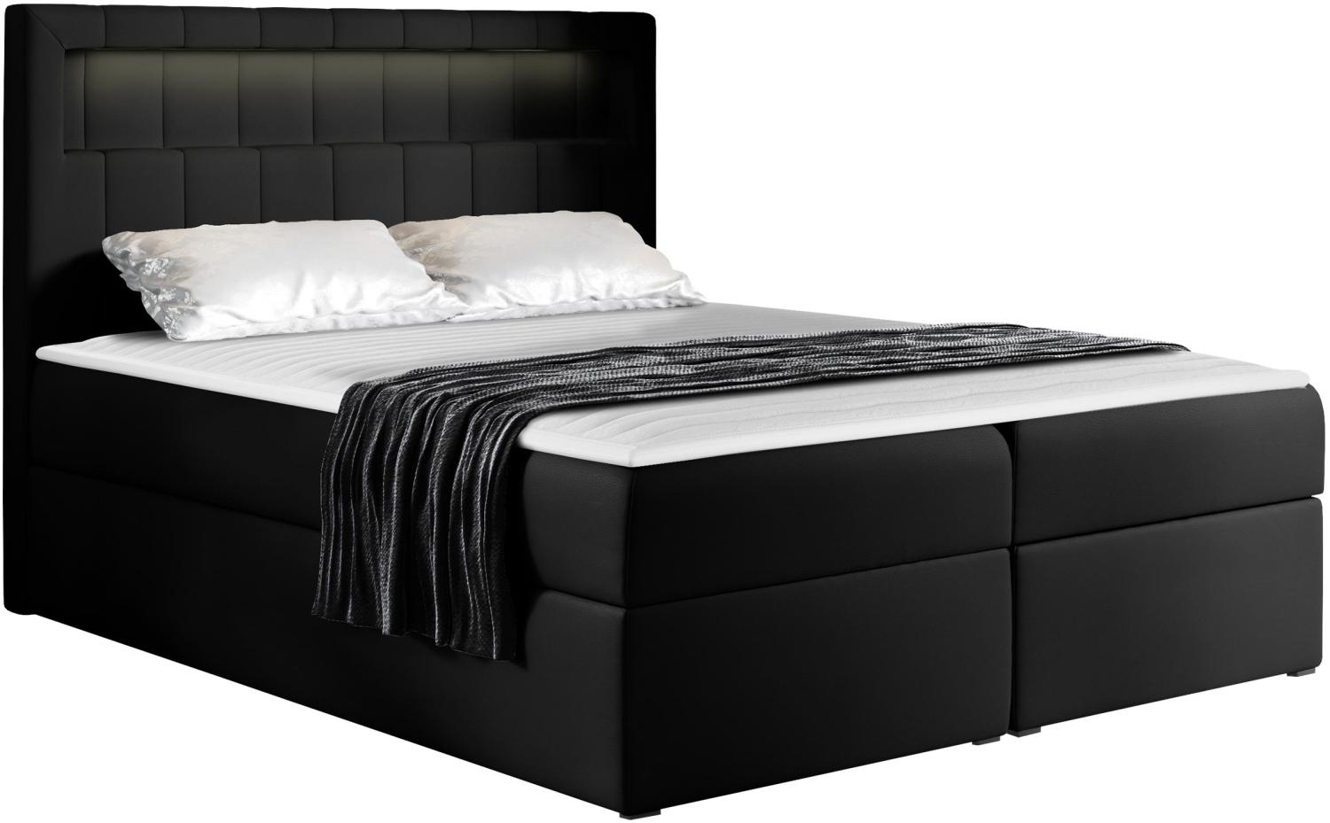 Boxspringbett Snap, Schwarz, 200 x 200 cm Bild 1