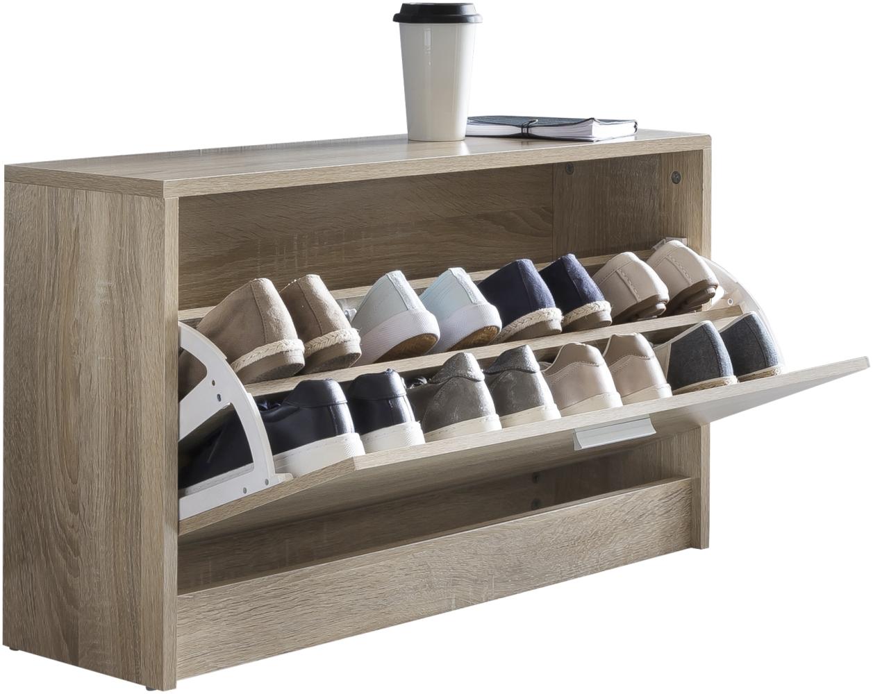 Kadima Design Holz Schuhkipper Bank: Kippfächer, verstellbarer Einlegeboden, Melaminharzbeschichtung. Beige, 80x24x47 cm Bild 1