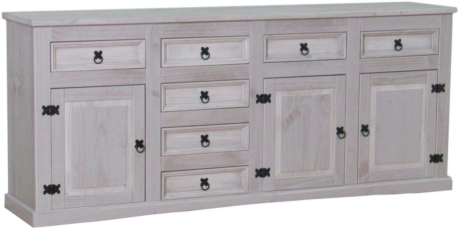 Sideboard New Mexiko Kiefer massiv grau Mexico Schubladen Kommode Schrank Bild 1