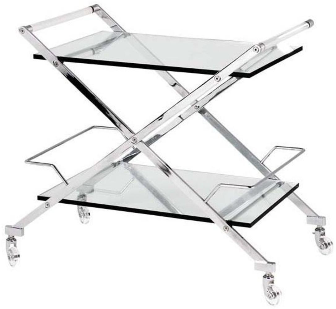 Casa Padrino Luxus Bar Trolley Servierwagen Edelstahl / Glas 77x48 x H. 76 cm - Luxus Hotel & Restaurant Einrichtung Möbel Bild 1