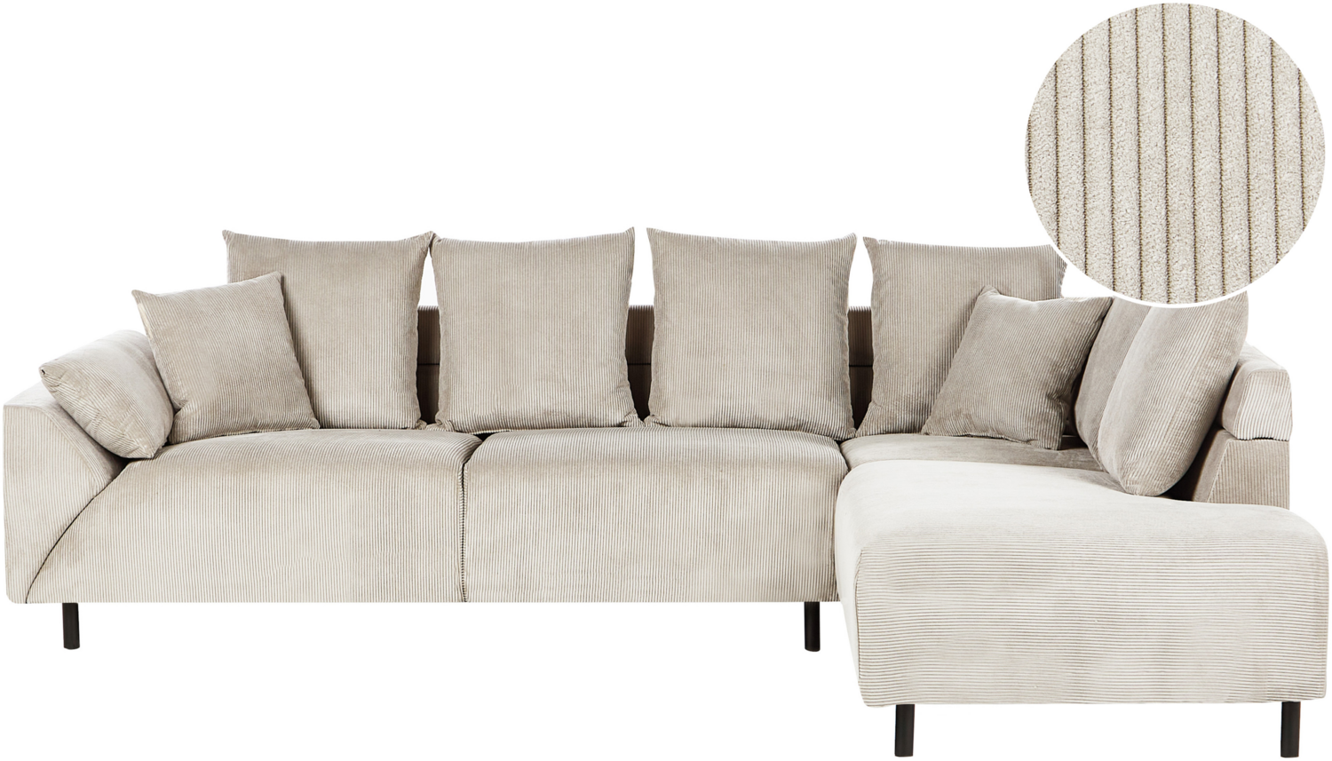 Ecksofa LUNNER Cord Beige 4-Sitzer Linksseitig Bild 1