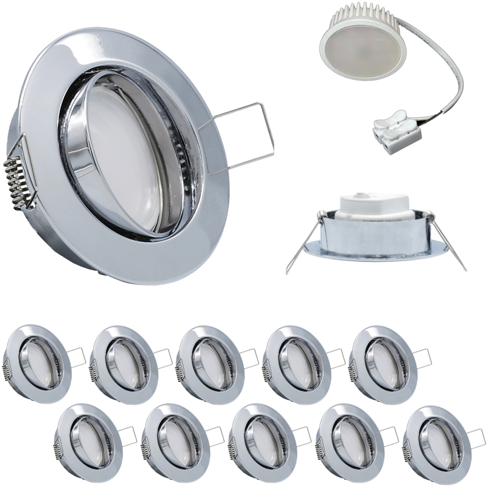 10er Set Einbauleuchtenn 5W 3000K 230V 400 lumen Chrom inkl. austauschbare LED Modul geringe Einbautiefe7945 Bild 1