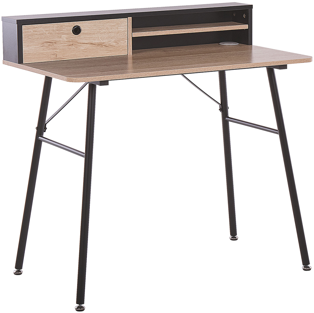 Schreibtisch heller Holzfarbton / schwarz 90x50 cm GARY Bild 1