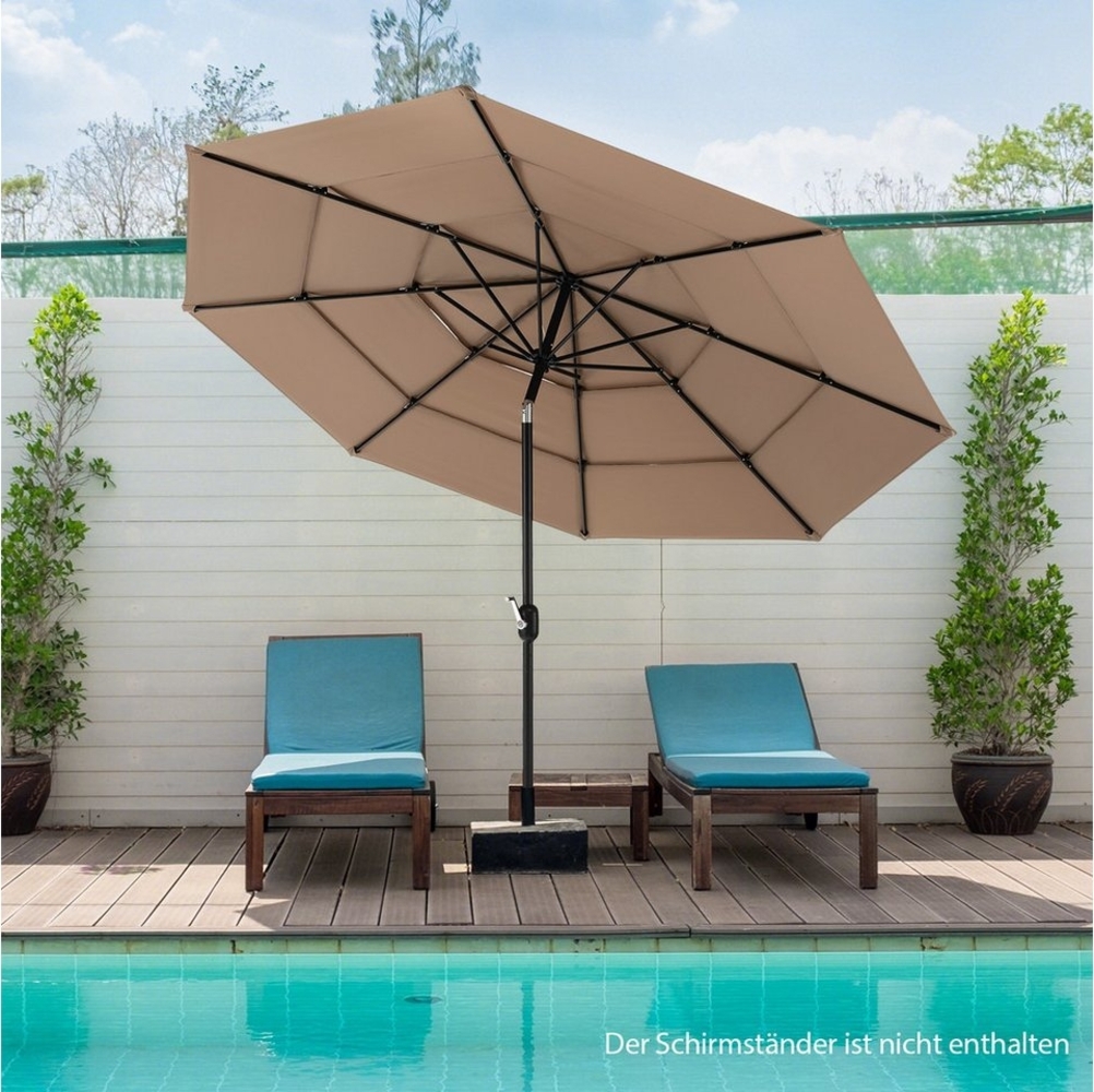 COSTWAY Sonnenschirm Ø300cm, um 45° knickbar, UV-Schutz, mit Kurbel Bild 1