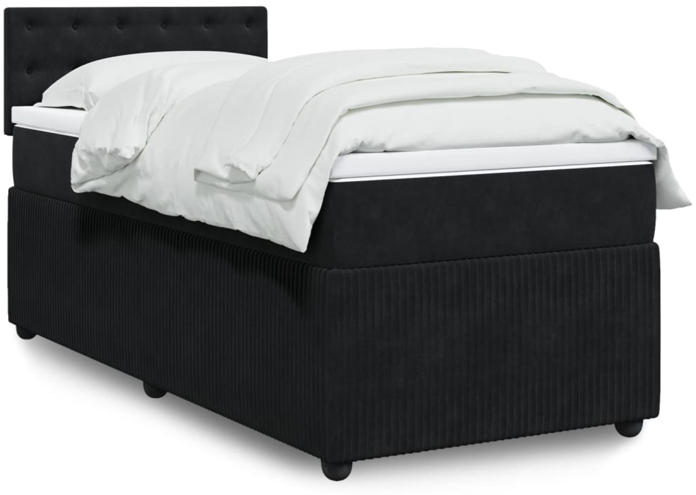 vidaXL Boxspringbett mit Matratze Schwarz 90x190 cm Samt 3287616 Bild 1