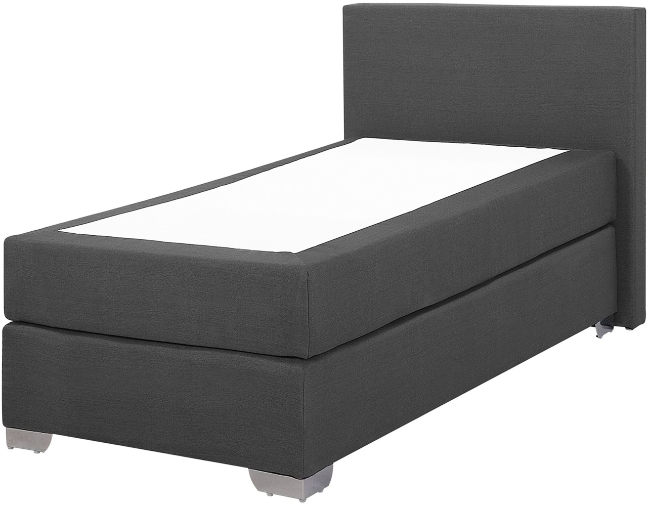 Boxspringbett Polsterbezug Leinenoptik grau 90x200 cm PRESIDENT Bild 1