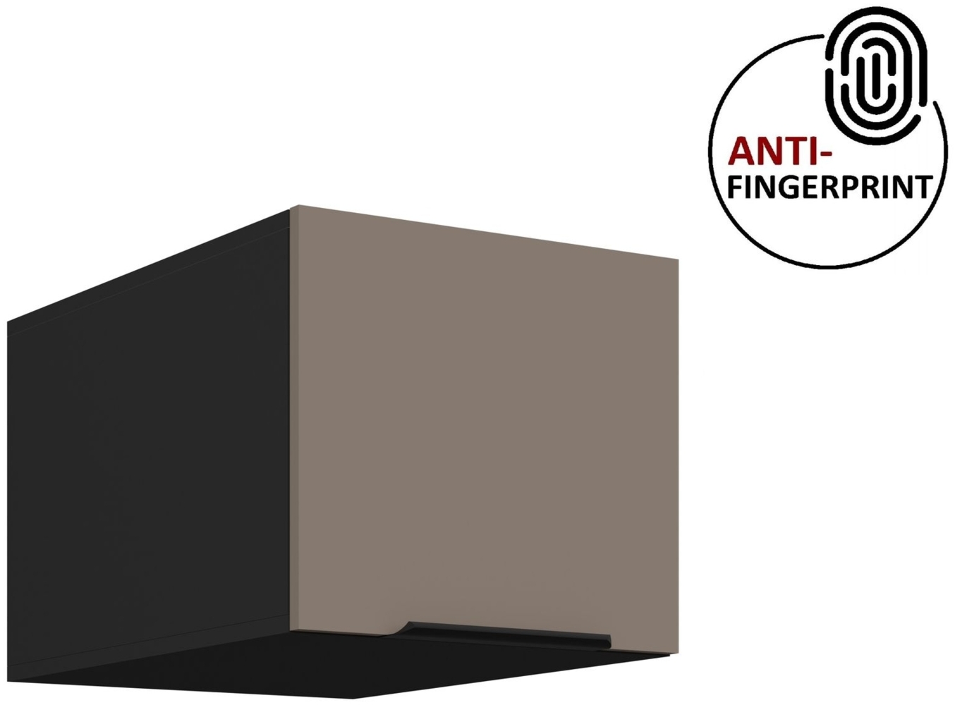 Küchen Aufsatzschrank 40 cm ARIA Sandgrau ultra matt + Schwarz matt, hochwertige Fronten mit Anti Fingerprint Beschichtung Küchenzeile Küchenblock Bild 1