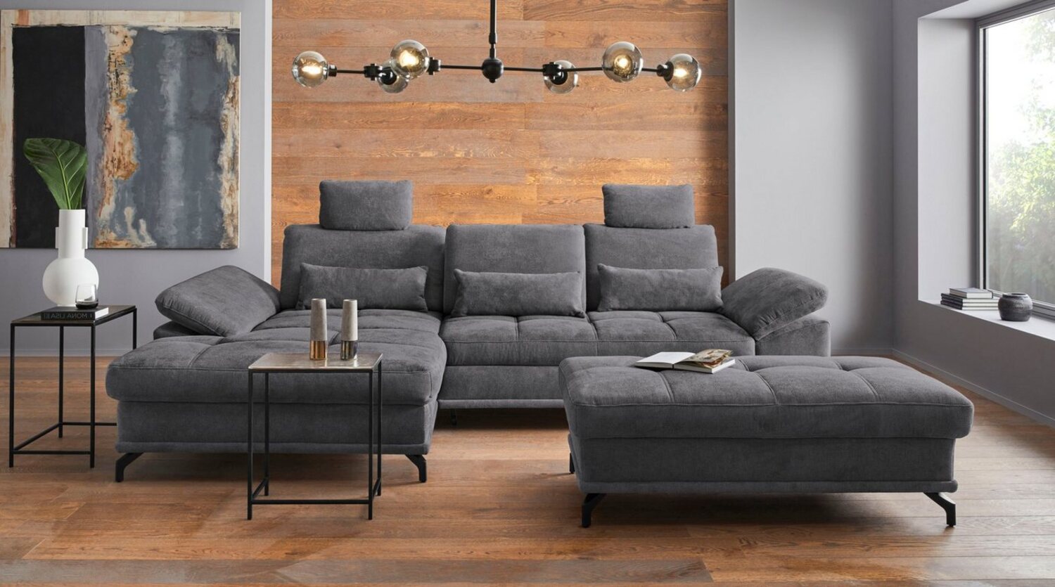 Places of Style Ecksofa Costello L-Form, mit Sitztiefenverstellung, Armteilverstellung und, 3 Nierenkissen, optional Bettfunktion und Bettkasten Bild 1