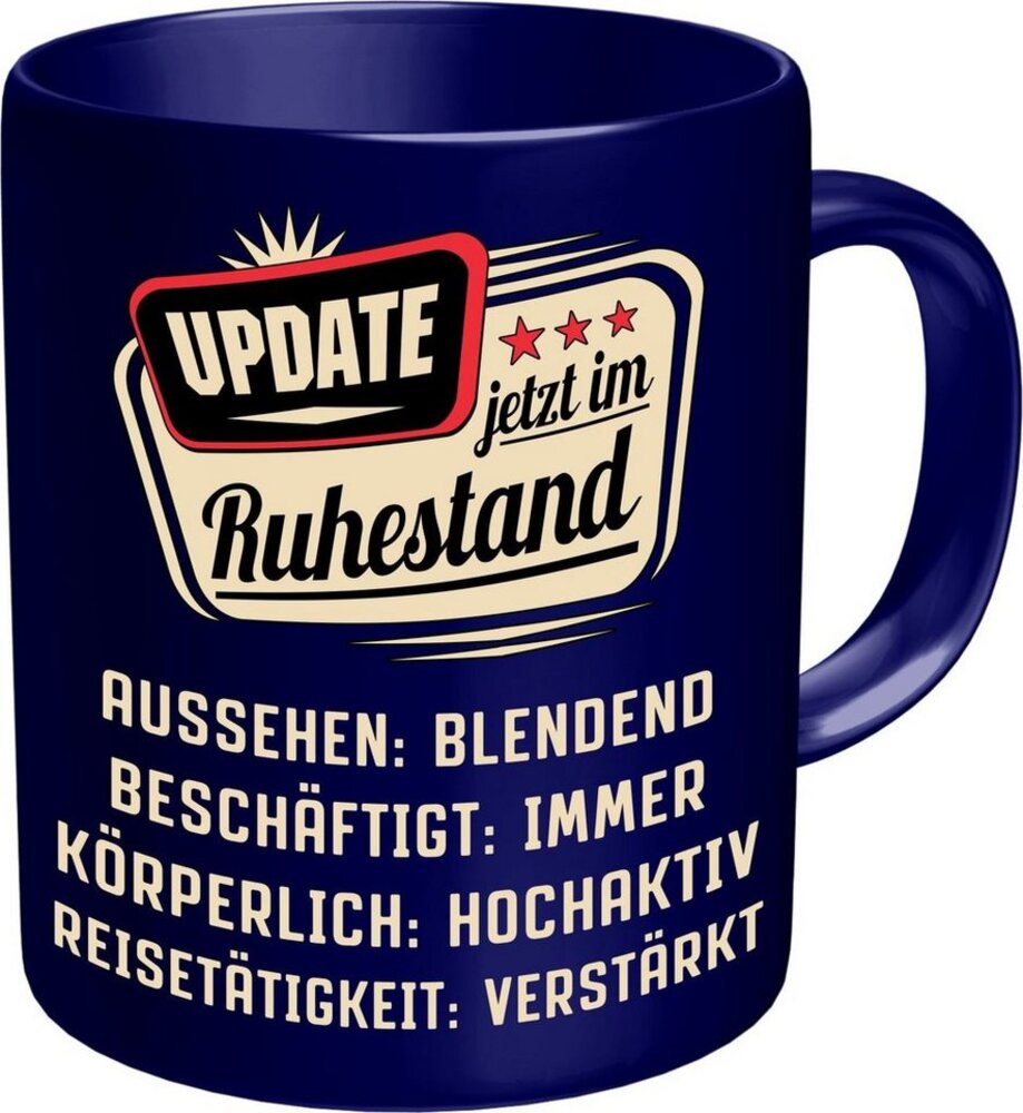 RAHMENLOS® Tasse Kaffeebecher als Geschenk für den Rentner - Update-jetzt im Ruhestand, Keramik Bild 1