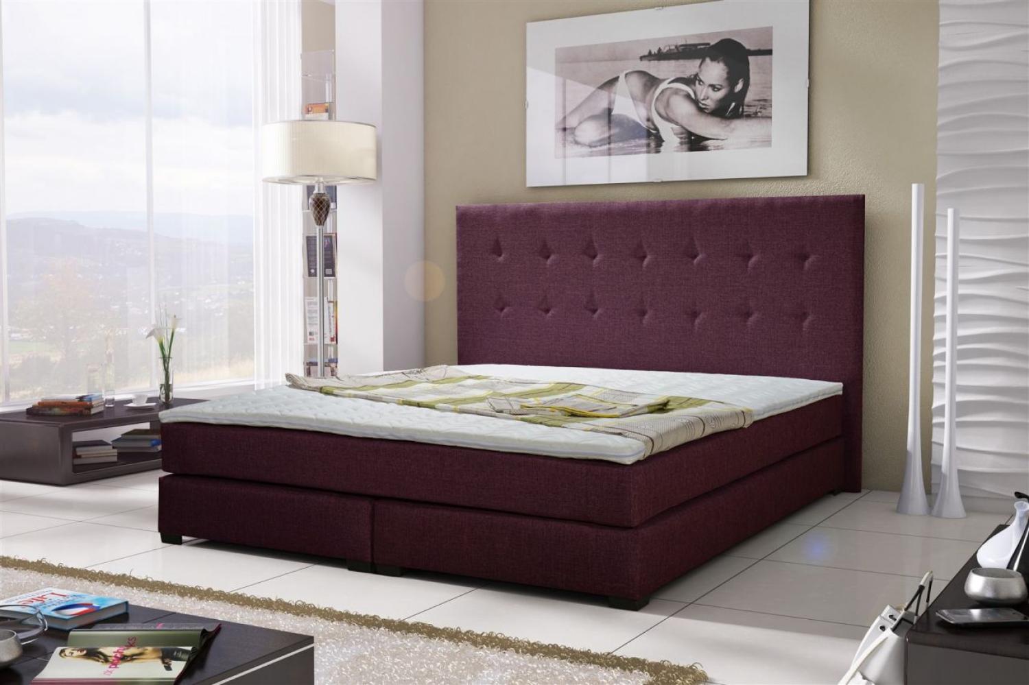 Boxspringbett AMOR Stoff Violett 180x200cm Bild 1