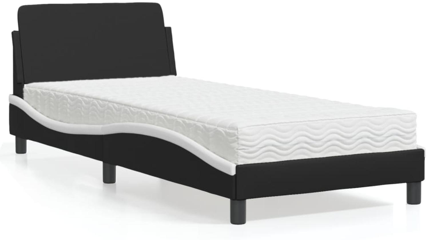 vidaXL Bett mit Matratze Schwarz und Weiß 90x200 cm Kunstleder 3208342 Bild 1