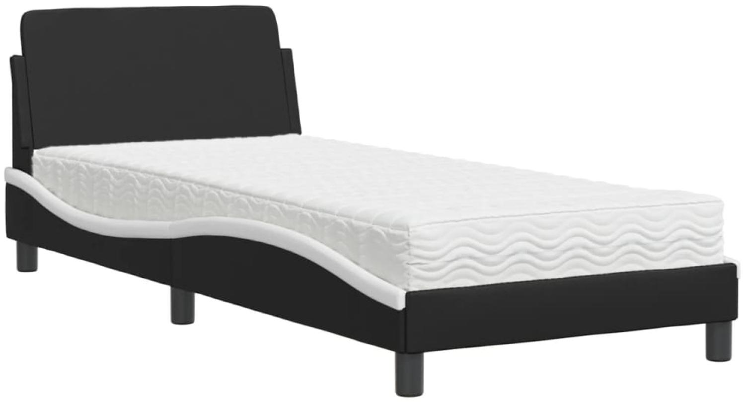 vidaXL Bett mit Matratze "Dover" Schwarz und Weiß 90x200 cm Kunstleder 3208342 Bild 1