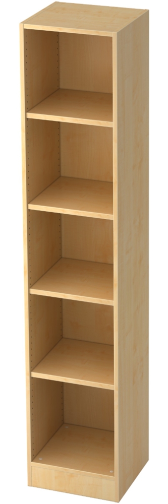 bümö office Regal Ahorn, Standregal Holz - Aktenregal für Ordner & Bücher, Bücherregal 40 cm schmal, 5 OH Regal Wand, Büroregal, Holzregal, Ordnerregal, Buchregal, Wandregal, Büromöbel, 6040-3 Bild 1