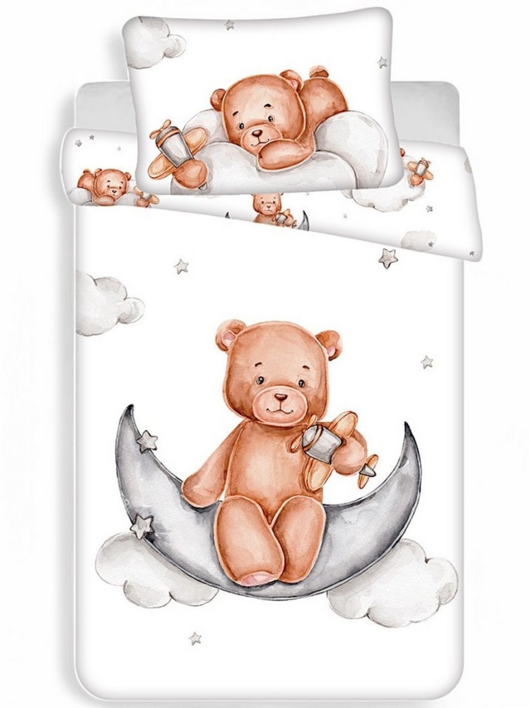 Jerry Fabrics Babybettwäsche Teddybär, Baumwolle, 2 teilig, Kinder Wendebettwäsche 100x135 cm + 40x60 cm Bild 1