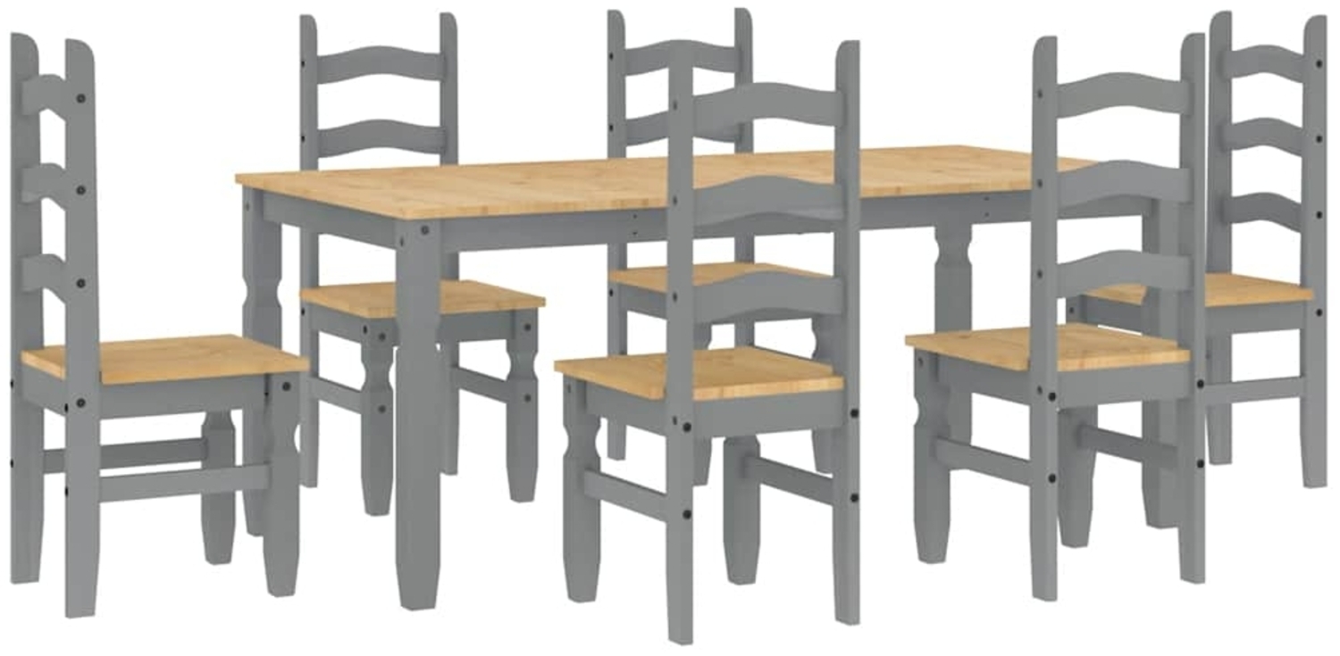 vidaXL 7-tlg. Essgruppe Panama Grau Massivholz Kiefer 3345213 Bild 1