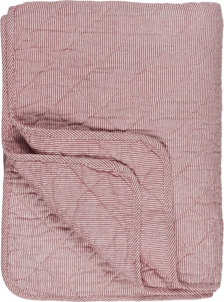 Ib Laursen Decke Quilt Tagesdecke Überwurf Gestreift Rot Weiß 180x130cm 0788-33 Bild 1