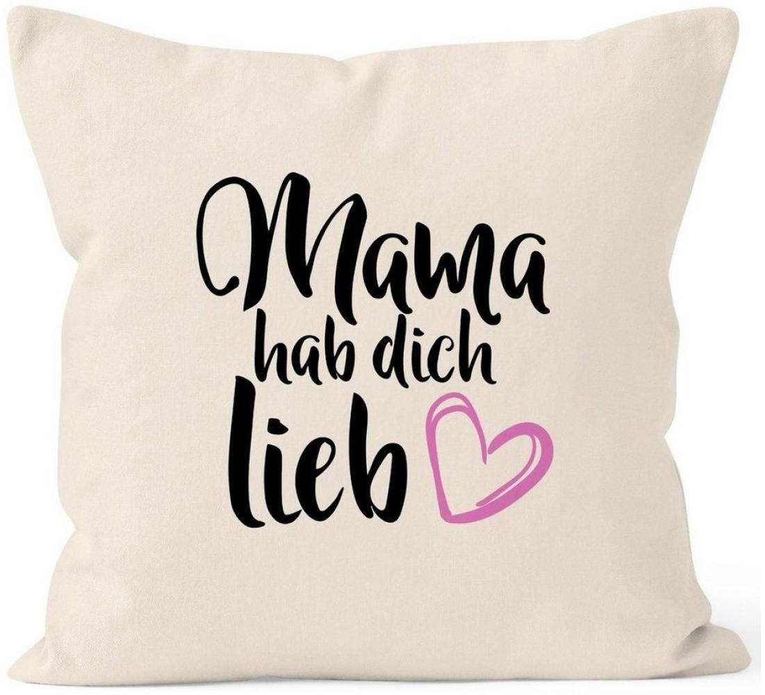 MoonWorks Dekokissen Kissen-Bezug Mama hab dich lieb Geschenk Muttertag Kissen-Hülle Deko-Kissen Baumwolle MoonWorks® Bild 1