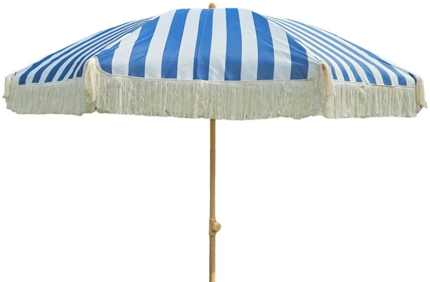 Meinposten Sonnenschirm Strandschirm Schirm gestreift mit Fransen maritim UV Schutz Ø 180cm, abknickbar Bild 1