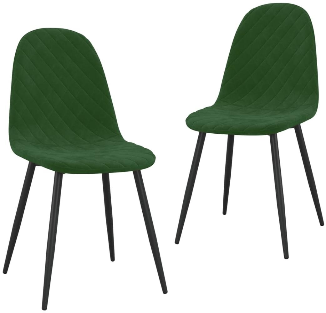 vidaXL Esszimmerstühle 2 Stk. Dunkelgrün Samt [325648] Bild 1