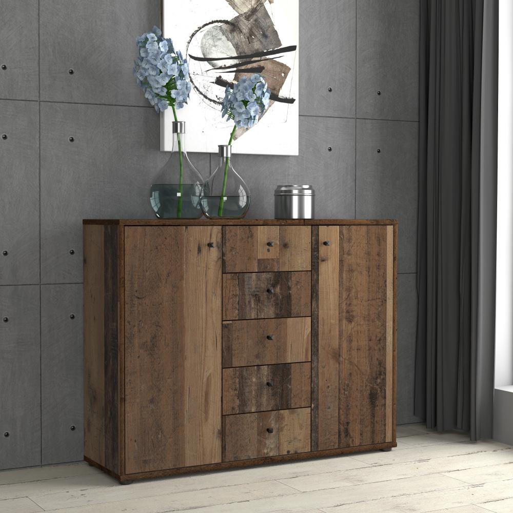 Kommode Sideboard mit Stauraum, 109 x 85 x 35 cm, Old Wood Nb. Dekor Bild 1