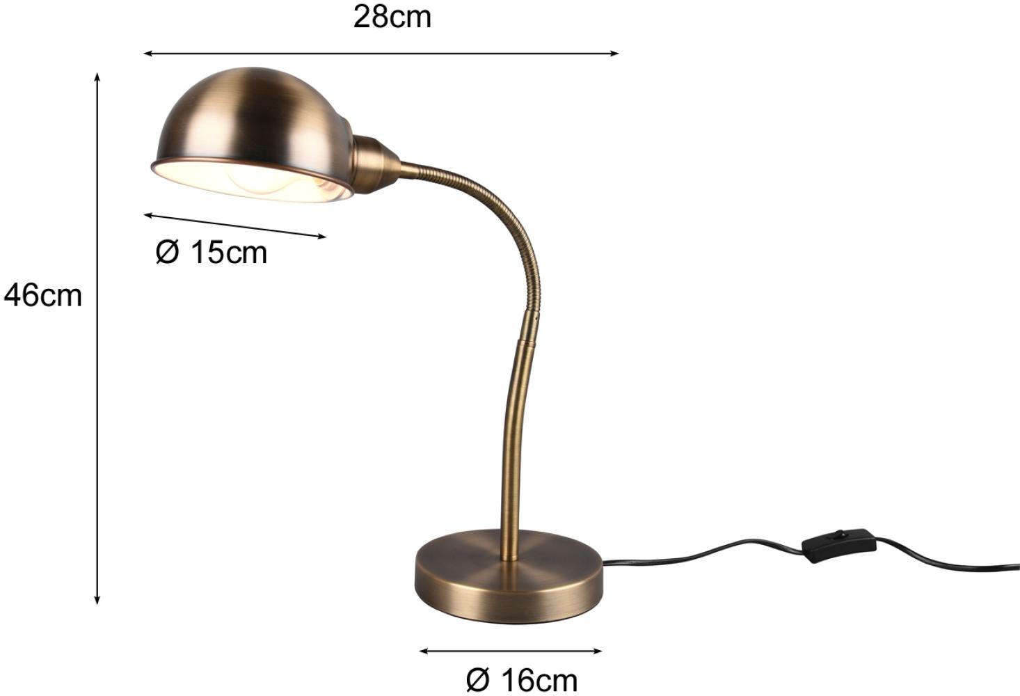 Schreibtischleuchte PERRY mit Flexarm in Altmessing, Höhe 46cm Bild 1