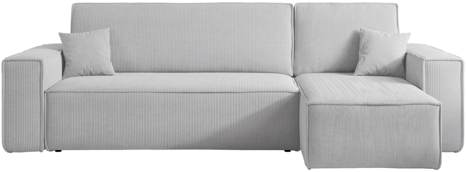 Selsey 'Scarlo L' Ecksofa mit Schlaffunktion, Cordbezug in Hellgrau, 83 x 244 x 145 cm Bild 1