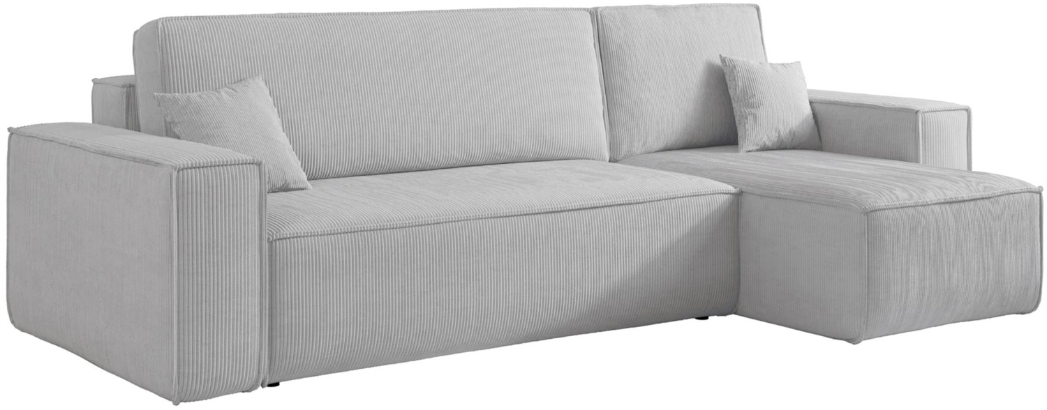 Selsey 'Scarlo L' Ecksofa mit Schlaffunktion, Cordbezug in Hellgrau, 83 x 244 x 145 cm Bild 1