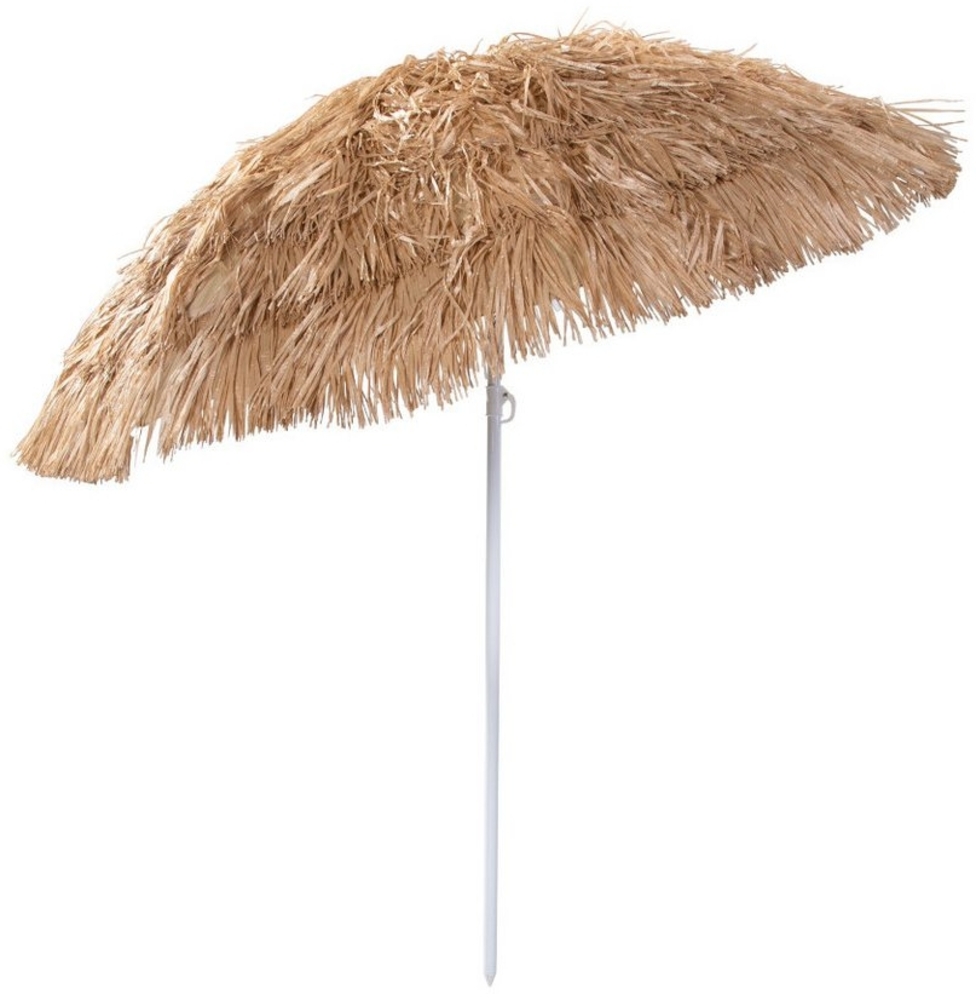 Sonnenschirm - braun - aus Bast und Metall - ca. 180 cm Bild 1