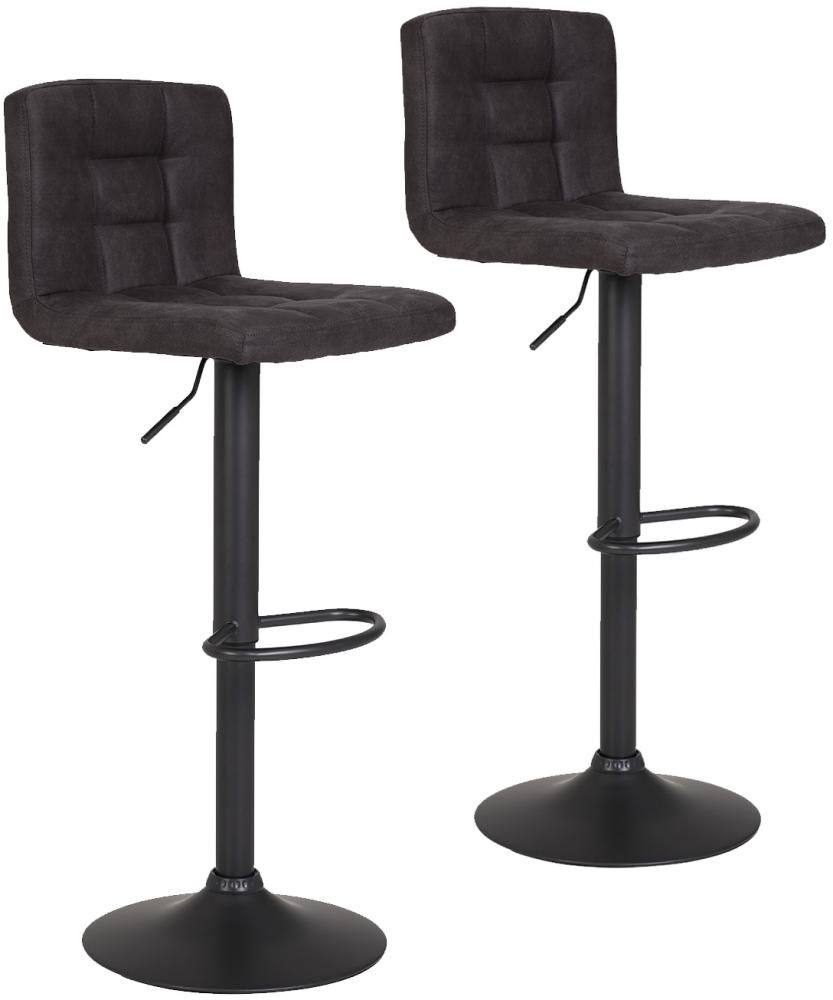 2er Set Barhocker Sitzhocker Hocker höhenverstellbar AMANDA Microfaser Vintage Grau Anthrazit Bild 1