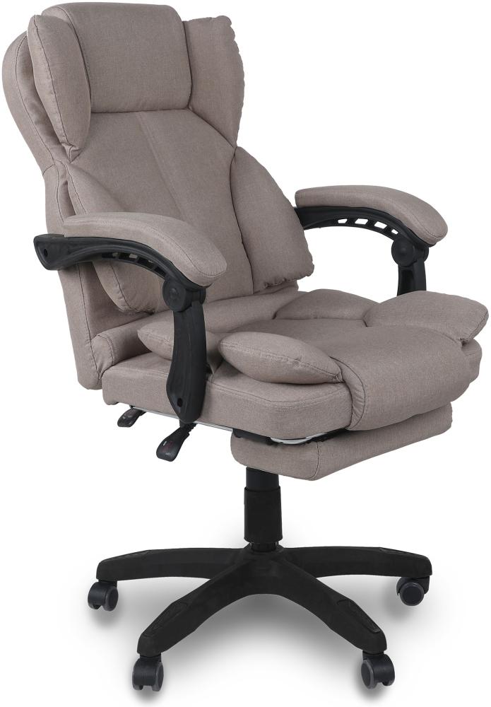 Schreibtischstuhl Bürostuhl Stoff Gamingstuhl Racing Chair Chefsessel mit Fußstütze Taupe Bild 1