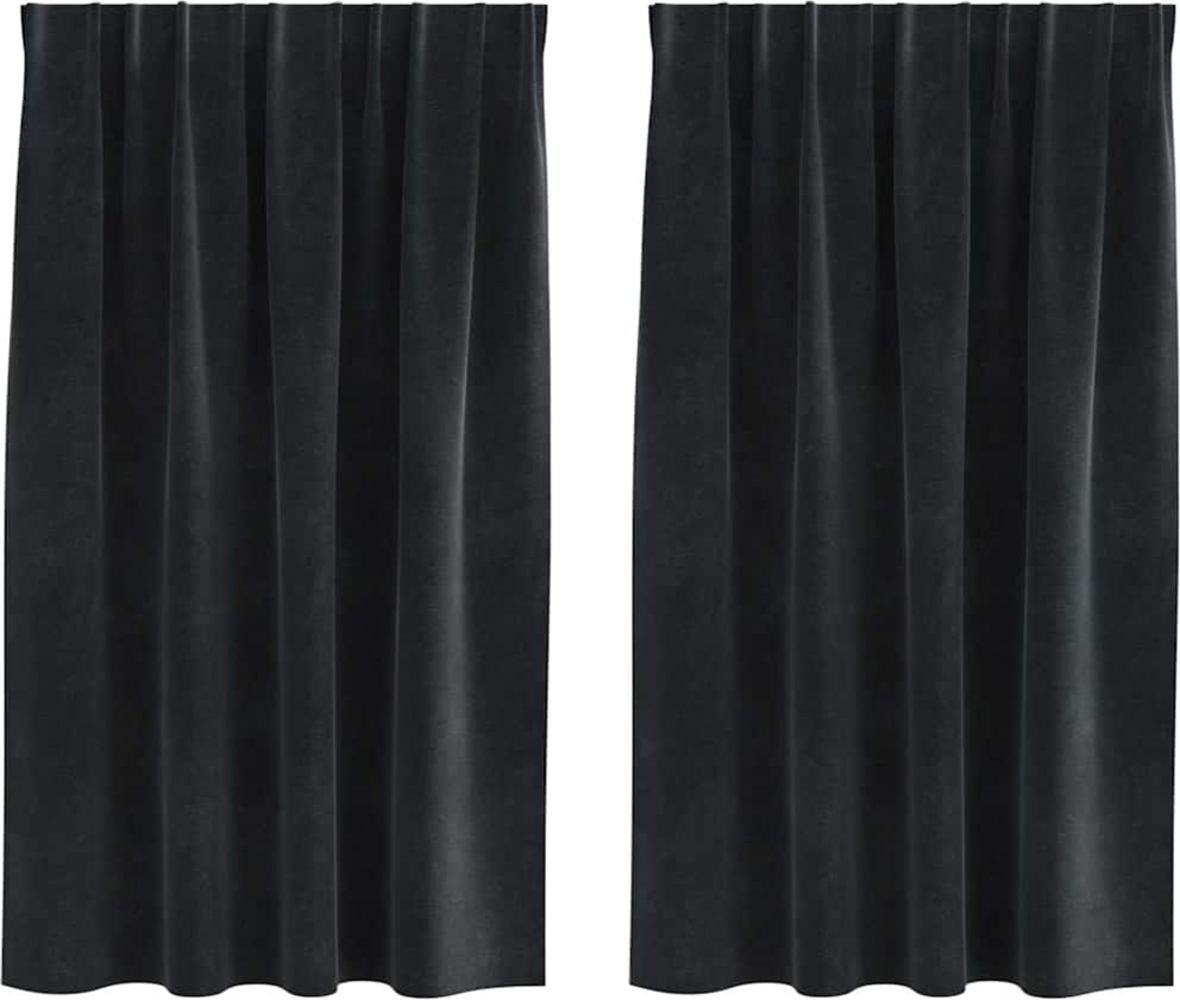 vidaXL Verdunkelungsvorhänge 2 pcs Schwarz 140 x 140 cm Samt 4107168 Bild 1