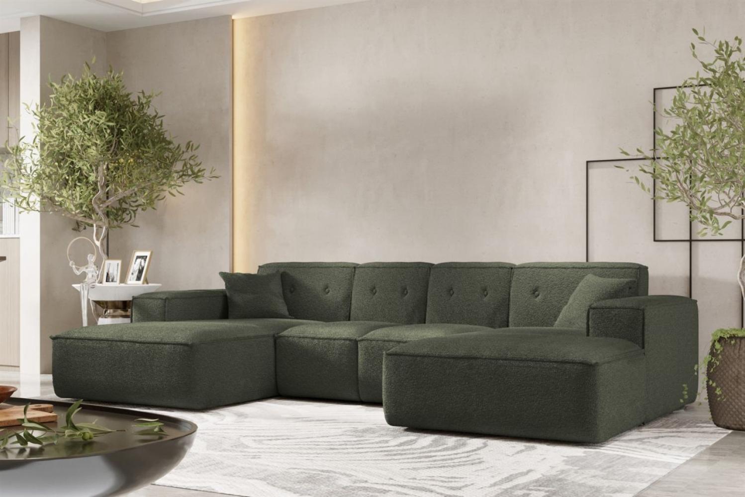 Wohnlandschaft Sofa U-Form CESINA XS in Stoff Ascot Bukla Winter Moss Bild 1