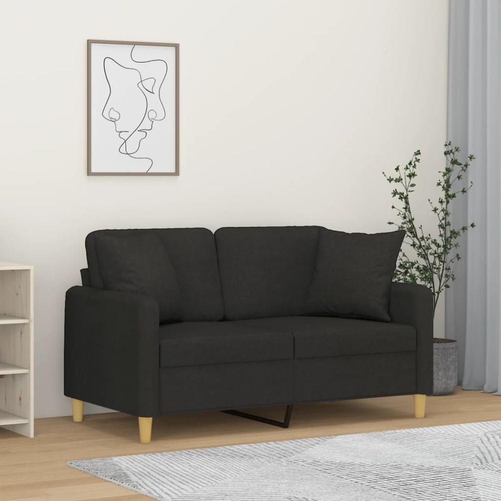 vidaXL 2-Sitzer-Sofa mit Zierkissen Schwarz 120 cm Stoff Bild 1