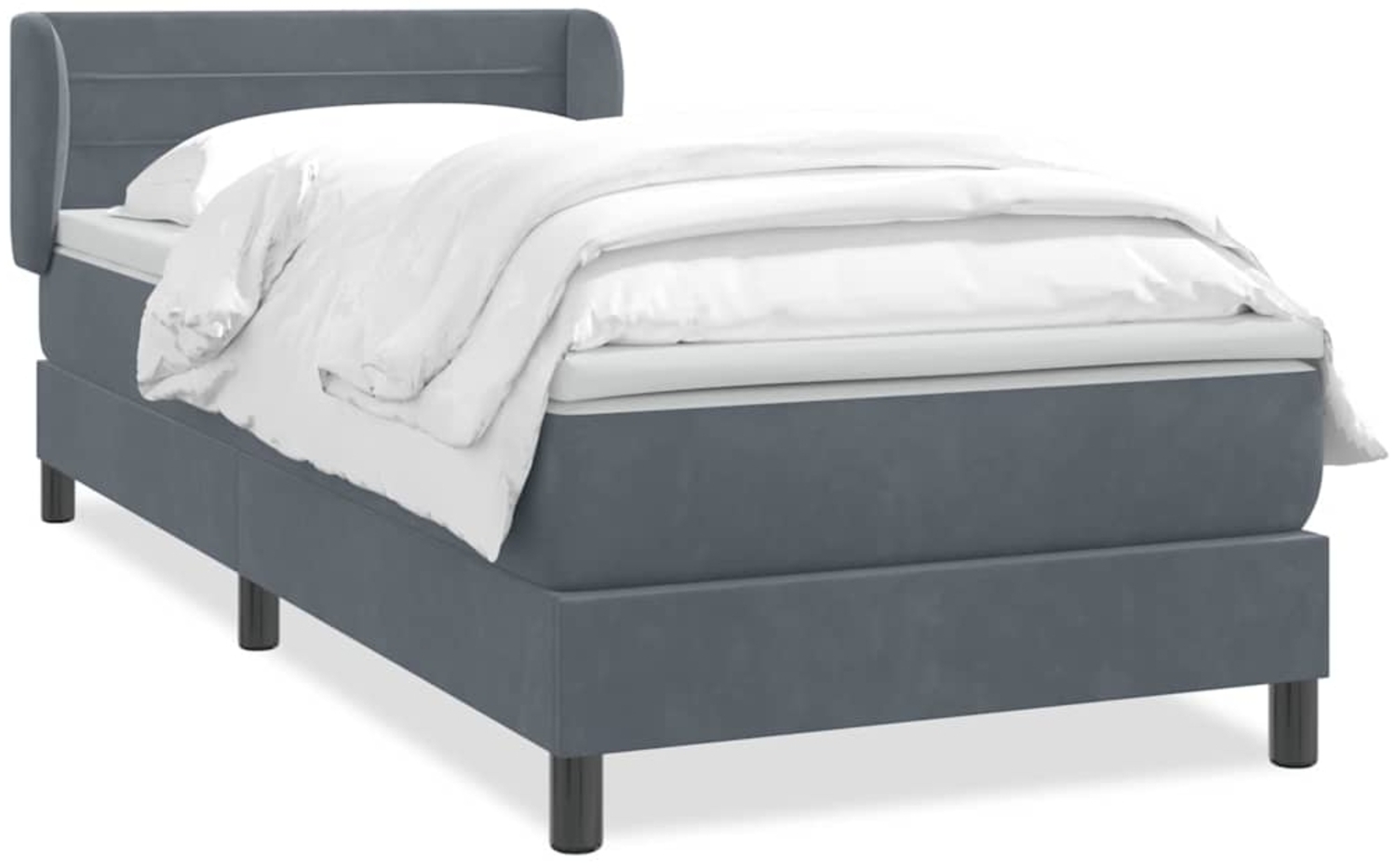 vidaXL Boxspringbett mit Matratze Dunkelgrau 90x220 cm Samt 3317638 Bild 1