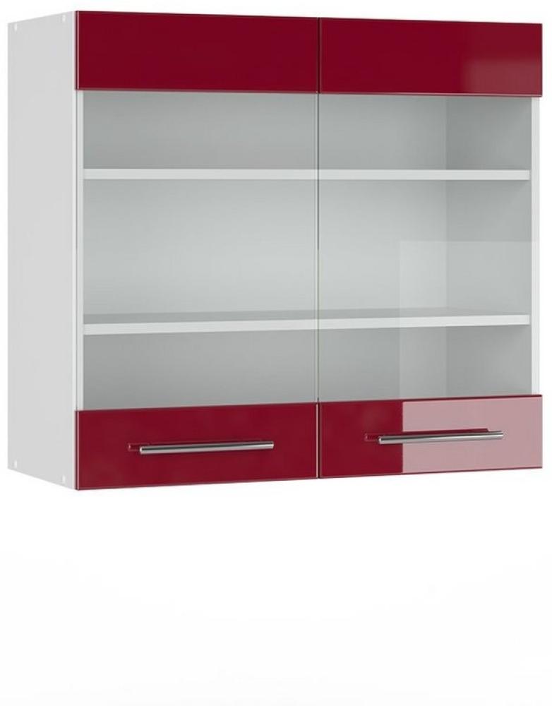 Vicco Küchenschrank Hängeschrank Unterschrank Küchenzeile Hochglanz Fame-Line (Bordeaux Hochglanz, Hängeglasschrank 80 cm) Bild 1