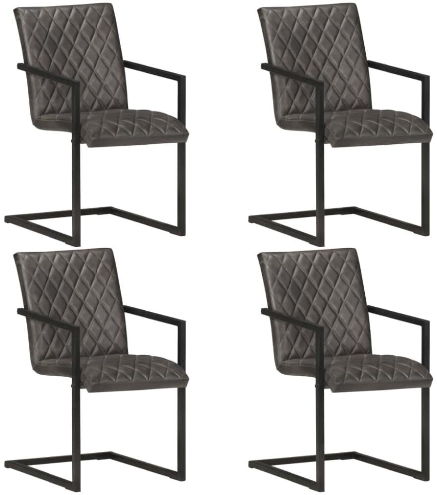 vidaXL Freischwinger 4 Stk. Grau Echtleder [3060205] Bild 1