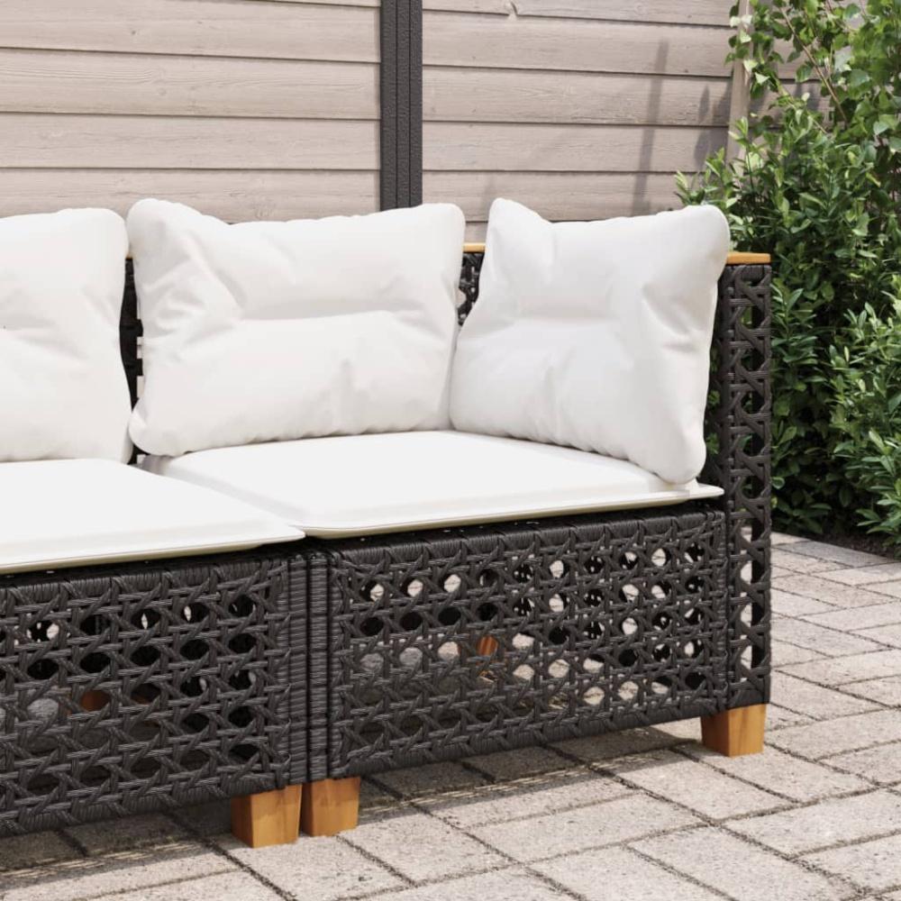 vidaXL Garten-Ecksofa mit Kissen Schwarz Poly Rattan 365923 Bild 1