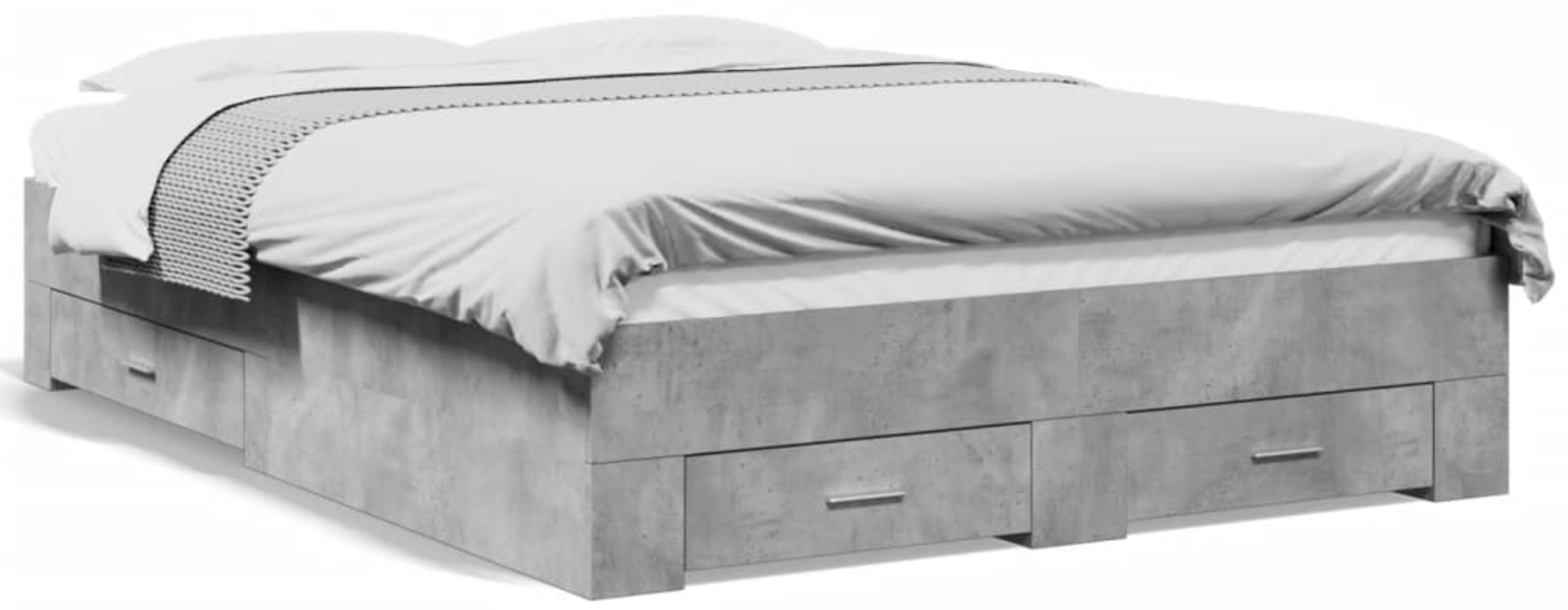 vidaXL Bettgestell mit Schubladen Betongrau 140x190 cm Holzwerkstoff 3280401 Bild 1