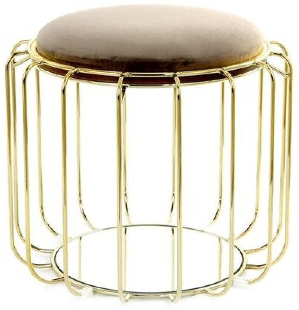 Kayoom Beistelltisch, Pouf Comfortable 110 Graubraun, Gold L/T: 50cm B: 50cm H: 45cm Bild 1