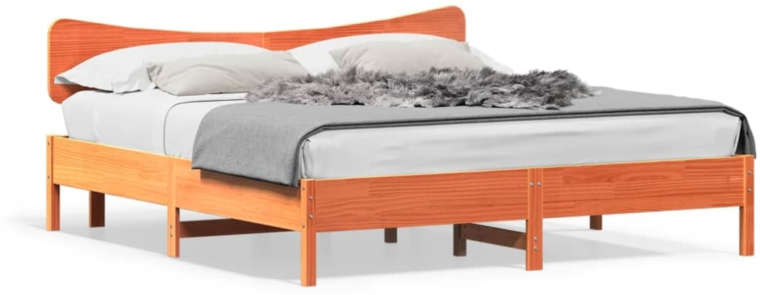 vidaXL Massivholzbett ohne Matratze Wachsbraun 180x200 Kiefernholz 3328225 Bild 1
